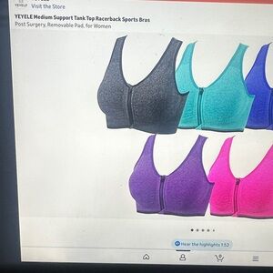 Women's Support Tank Top Sports Bras - Gray, Blue, Purple, Pink